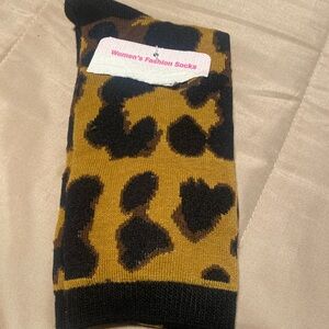Leopard Pattern Socks - Black and Brown